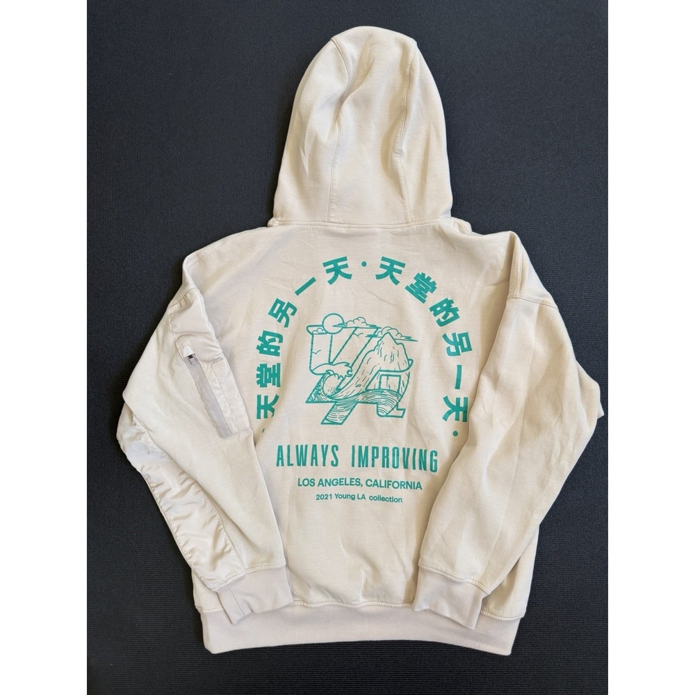 Youngla Pullover Hoodie Thick Sweatshirt  Mens Size Large Casual Beige